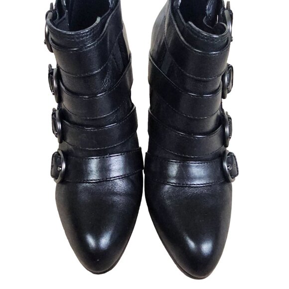 Coach Tessie Black Leather Heeled Booties Buckles Sz 10B Almond Toe Goth Baddie - Picture 8 of 10